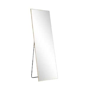Full Length 21 in. W x 64 in. H Rectangle Aluminum Gold Standing Mirrors, Body Dressing Wall-Mounted Floor Mirror