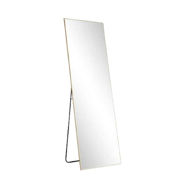Afoxsos Full Length 21 in. W x 64 in. H Rectangle Aluminum Gold Standing Mirrors, Body Dressing Wall-Mounted Floor Mirror