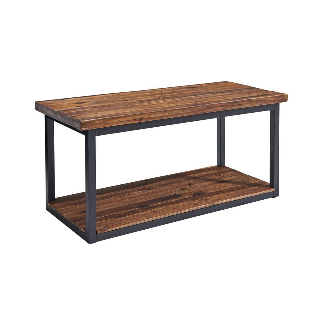 Claremont Medium Wood and Black Metal Hall Tree with Storage