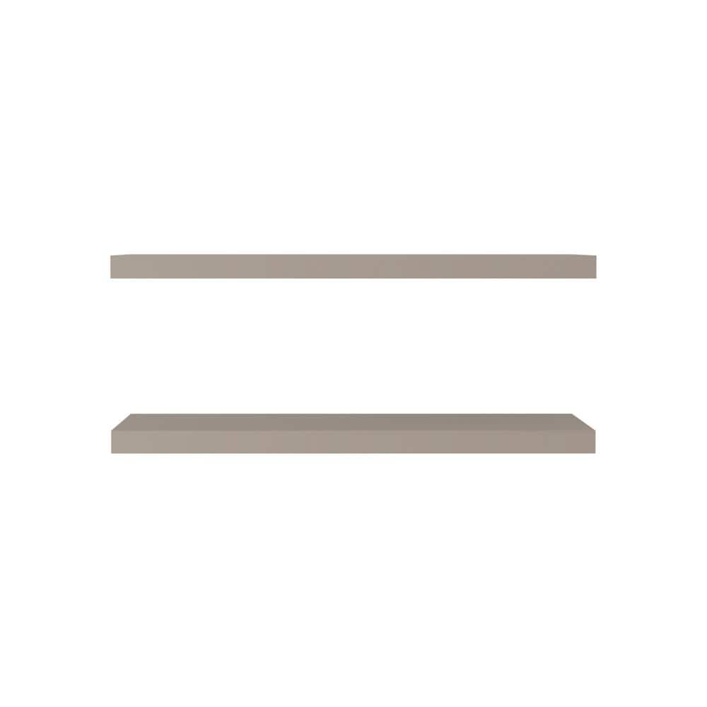 New (Set of 2) Taupe 31.5 in. W x 9.8 in. D Wide Floating Decorative Wall S