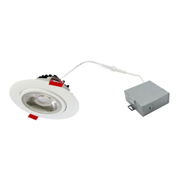 EnviroLite 4 in. White 3000K Canless Remodel Directional Gimbal Integrated  LED Recessed Light Kit EV490112WH30 - The Home Depot