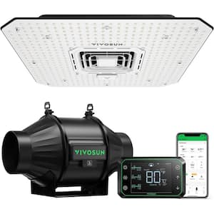 AeroLight 100-Watt LED Grow Light Kit with T4 4 in. 210 CFM Inline Duct Fan and GrowHub E42A Controller, Warm White
