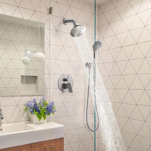 2-Spray Patterns 6 in. Wall Mount Dual Shower Heads Shower System with 3-Setting Hand Shower in Brushed Nickel