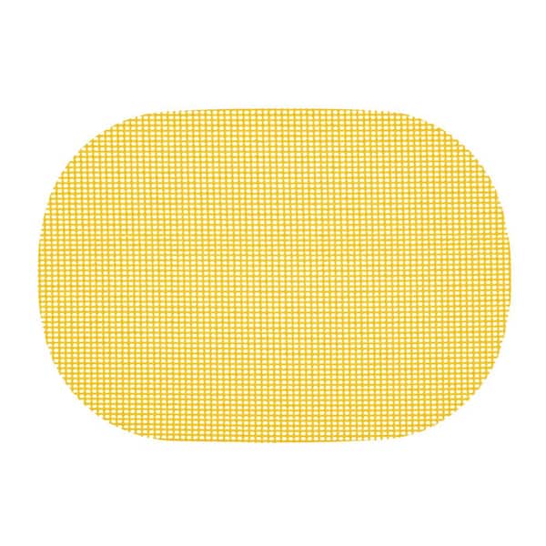 Kraftware Fishnet 17 in. x 12 in. Yellow PVC Covered Jute Oval Placemat (Set of 6)