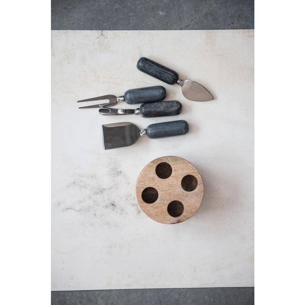 Creative Co-Op DF4998 Mango Wood Stand w/Cheese Spreaders