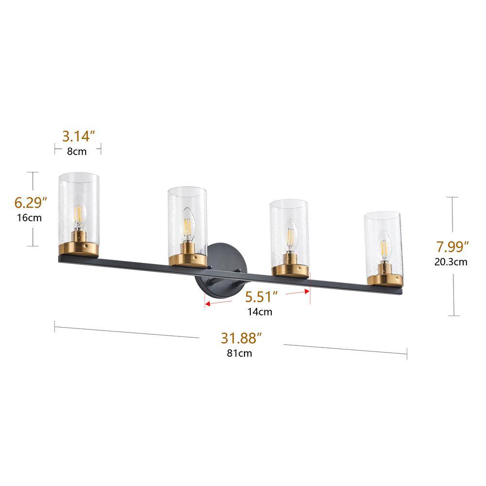 Aiwen Modern Black and Gold 4-Light Bathroom Vanity Fixture