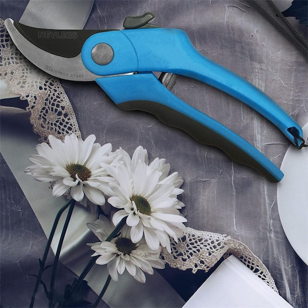 Dyiom Blue 8 in. Professional Heavy-Duty Bypass Pruning Shears Hand Pruner for Gardening