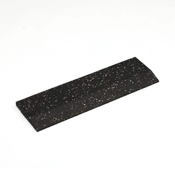 19.6 in. x 5.9 in. White and Black Speckles Rubber Gym Flooring Edge Strip, 4/5in. Thick (6 Tiles/4.82 sq. ft.)