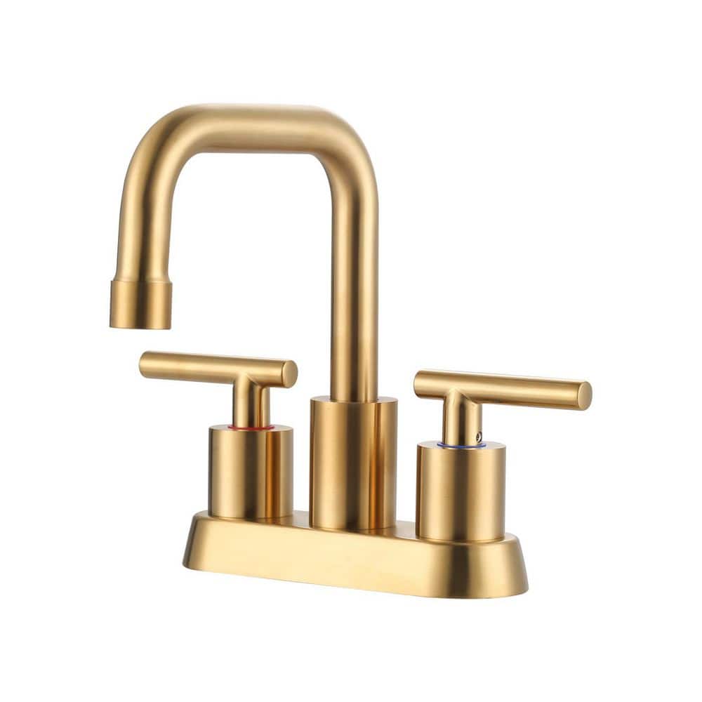 Modern 4 in. Centerset 3-Hole Double-Handle Bathroom Sink Faucet, Basin Faucet with Pop-Up Drain in Brushed Gold price history on PriceWatchPro