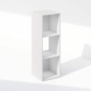 35.4 in. Tall White Wood 3-Shelf Cube Bookcase