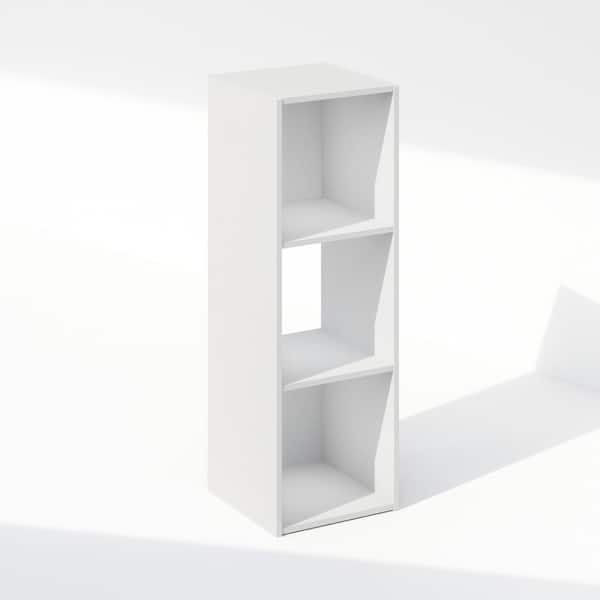 Furinno 35.4 in. Tall White Wood 3-Shelf Cube Bookcase