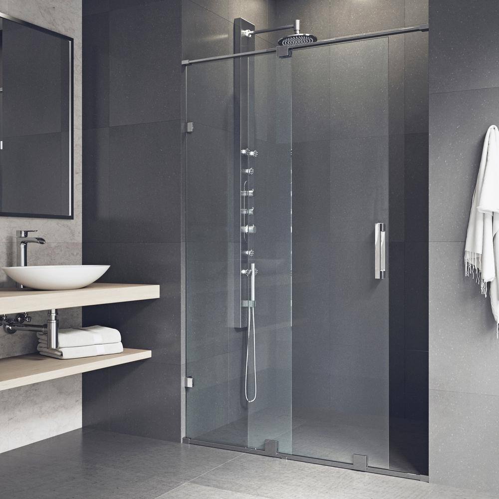Ryland 60" Frameless Chrome Sliding Shower Door with Clear Glass