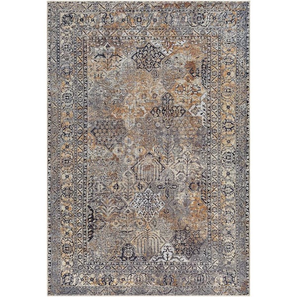 Livabliss Burnett Black/Camel 7 ft. x 9 ft. Traditional Indoor Machine-Washable Area Rug