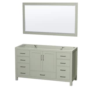 Sheffield 59 in. W x 21.5 in. D x 34.25 in. H Single Bath Vanity Cabinet without Top in Light Green with 58 in. Mirror