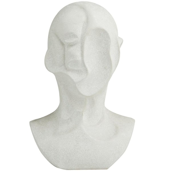 Litton Lane White Ceramic Cubist Inspired Head People Sculpture