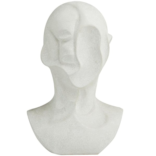 9 in. x 19 in. White Ceramic Cubist Inspired Head People Sculpture