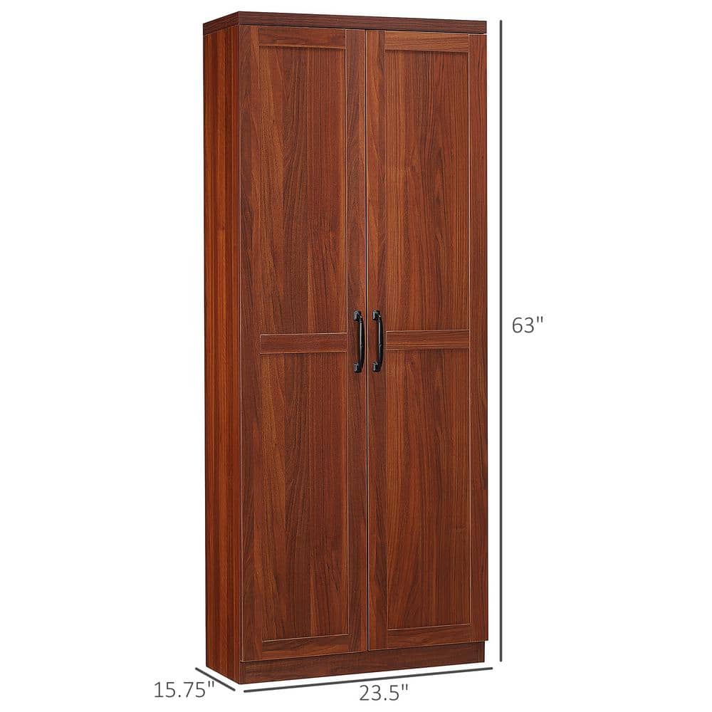 Brown Recessed Panel 63" Tall Kitchen Pantry Storage Cabinet