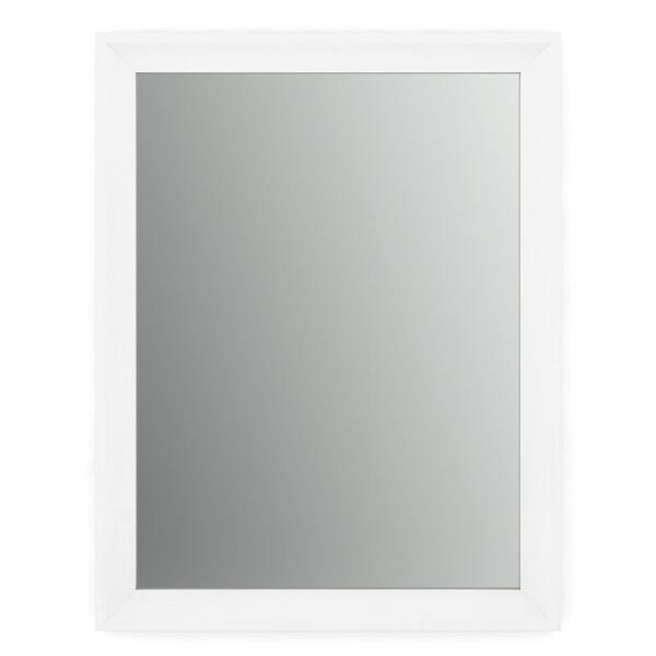 Delta 23 in. W x 33 in. H (S2) Framed Rectangular Standard Glass Bathroom Vanity Mirror in Matte White
