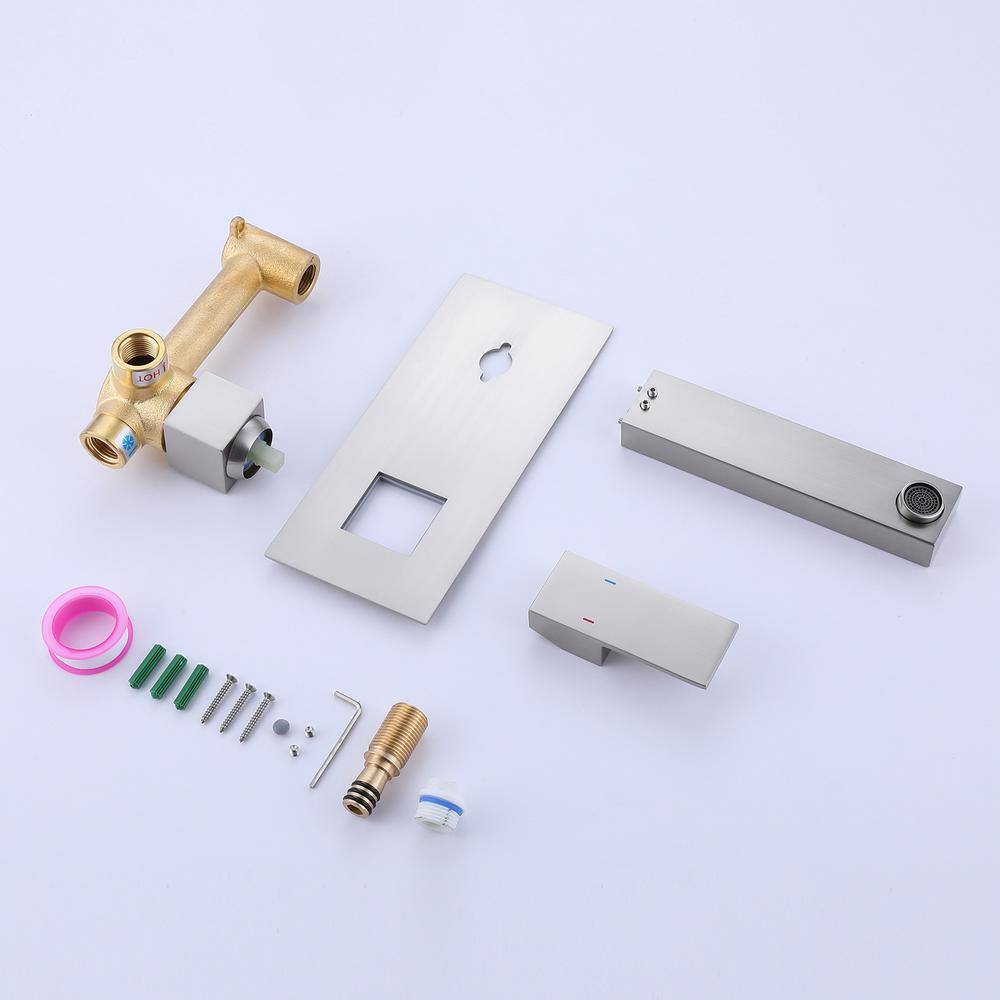 Brushed Nickel Single-Handle Wall-Mount Bathroom Faucet