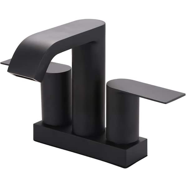 L-7595-MB 4 in. Centerset 2 Handle Bathroom Sink Faucet in Matte Black