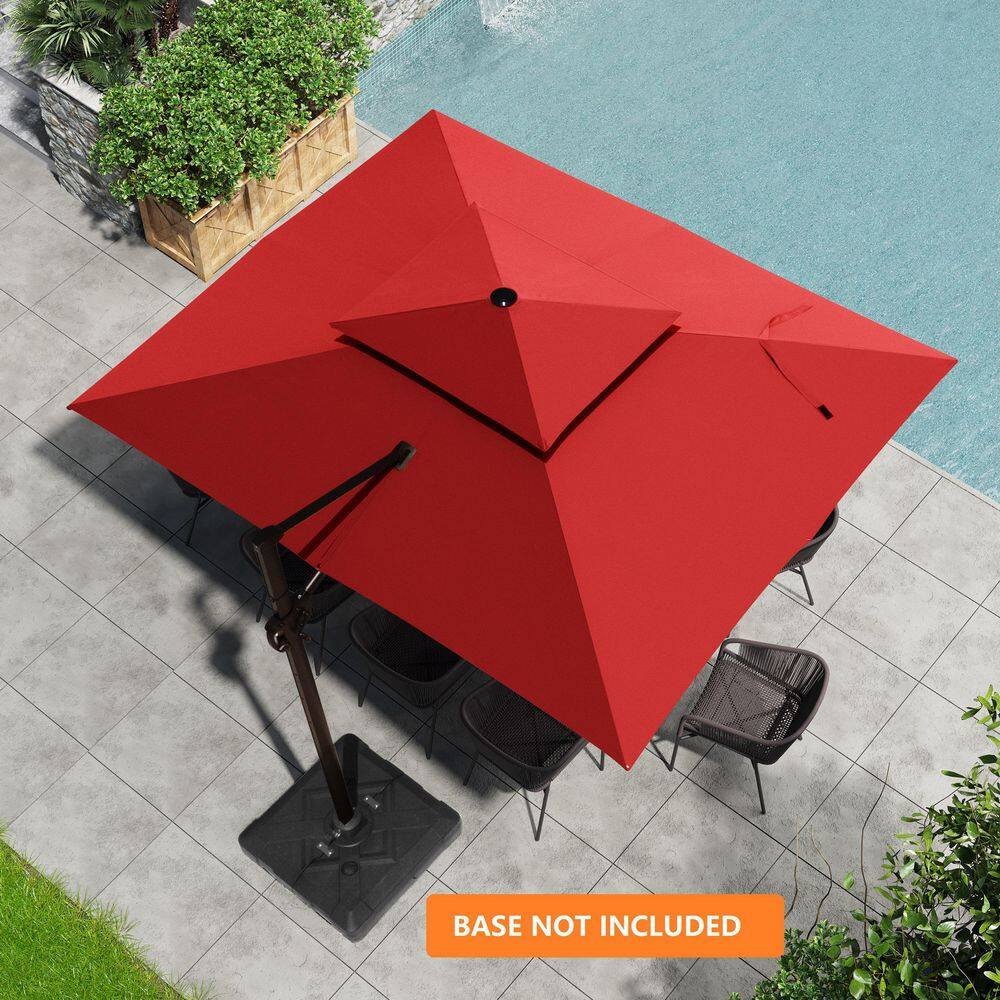 Double Top 9 ft. x 11.5 ft. Aluminum 360° Rotation Cantilever Tilt Patio Umbrella in Red with No Base price history on PriceWatchPro