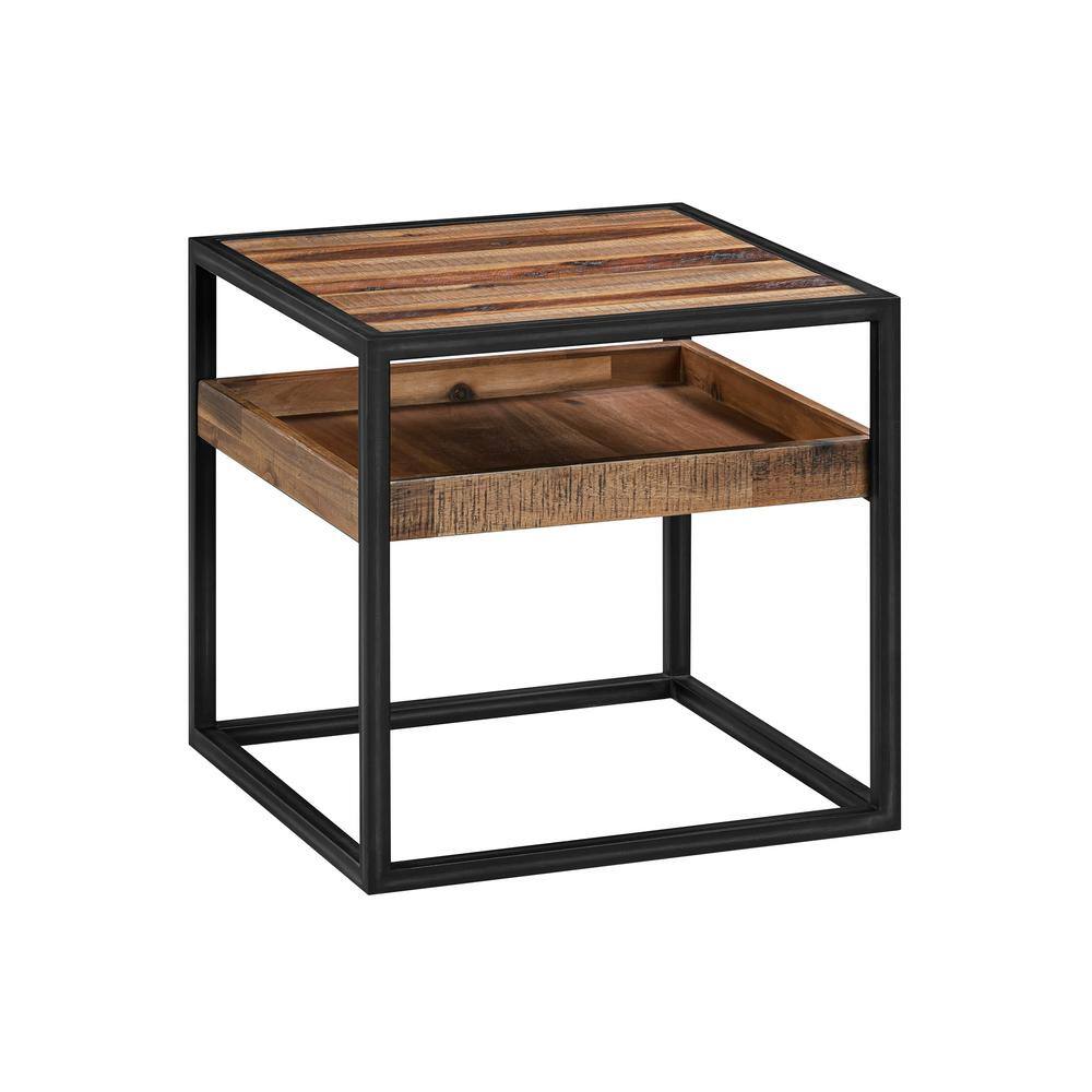 Armen Living Ludgate 18 in W x 18 in H Rustic Square End Table with