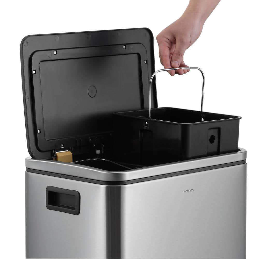 Elmo 8-Gallon Brushed Stainless Steel Kitchen Step Trash Can
