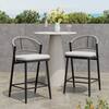 CHRISTOPHER KNIGHT HOME Chamberlain 26 in. Patio PE Rattan and Metal Outdoor Bar Stools with Light Grey Cushions, Matte Black, Set of 2 123074