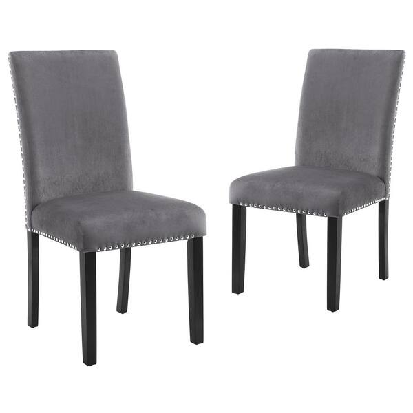 NEW CLASSIC HOME FURNISHINGS New Classic Furniture Celeste Gray Polyester Velvet Upholstered Dining Chair (Set of 2)