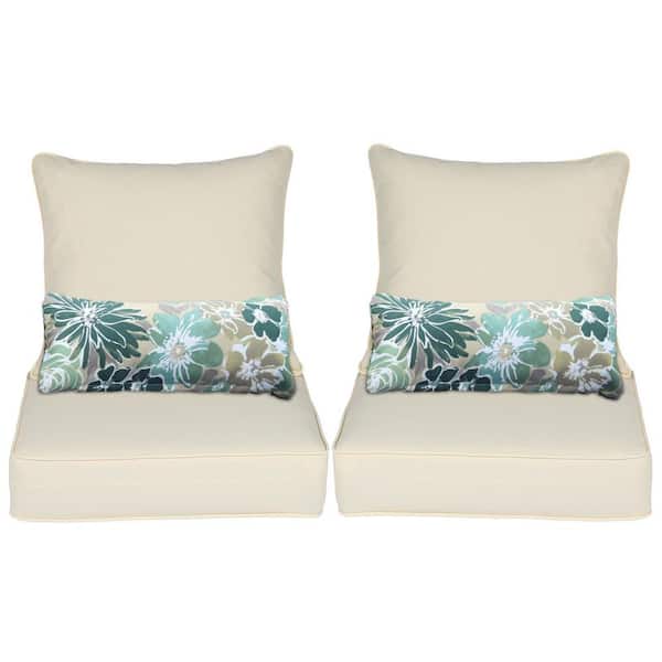 Aoodor 24 in. x 24 in. Outdoor Deep Seating Lounge Chair Cushion in Beige (Set of 6) (2 Back 2 Seater 2 Pillow)