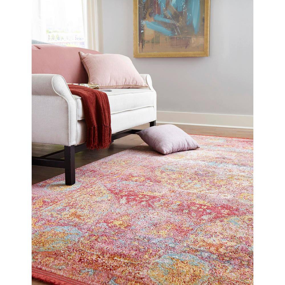Reversible Red Synthetic 5x8 Indoor Area Rug with Stain-Resistant Feature
