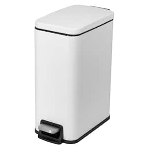 Slim Rectangular 6 L/1.6 Gal. Pedal Trash Bin with Soft Close Lid in Matte White