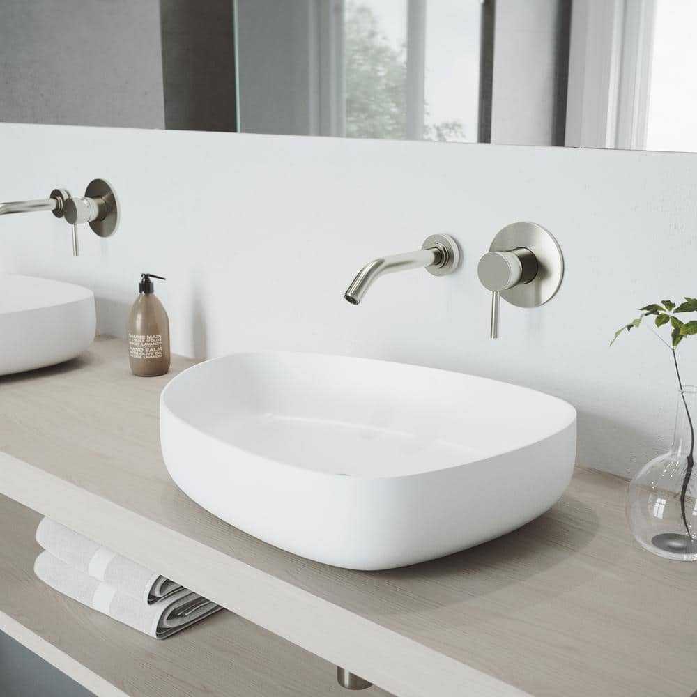 Modern Black and Nickel Wall Mounted Widespread Faucet