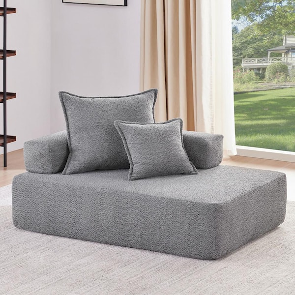 36 in.W Square Arm Boucle Fabric Oversized Modular Sofa in. Gray