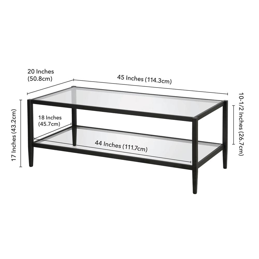 Wilda Rectangular Blackened Bronze Metal & Glass Coffee Table