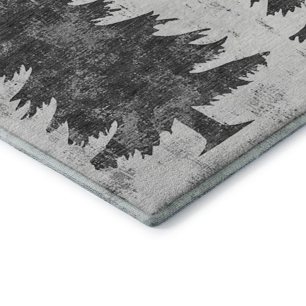 Mayfield Premium Machine Washable Abstract AMF1811 Gray 2 ft. x 3 ft. Area Rug