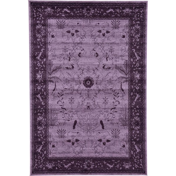 Unique Loom La Jolla Floral Violet 6' 0 x 9' 0 Area Rug