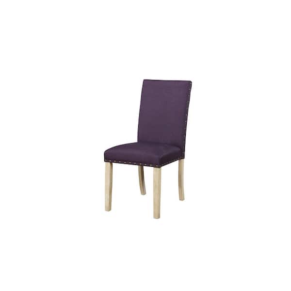 Unbranded Sean Purple Linen Nailhead Dining Chair Set of 2