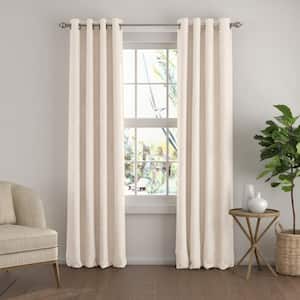 Ivory 50 in. W x 84 in. L Grommet Total Blackout Curtain Panel (2-Set)