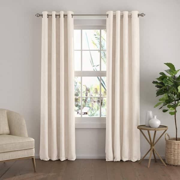 Becky Cameron Ivory 50 in. W x 84 in. L Grommet Total Blackout Curtain Panel (2-Set)