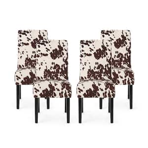 Perticia Brown Cow Print Fabric Upholstered Dining Chair (Set of 4)