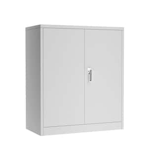 36 in. W x 41.6 in. H x 18 in. D -2 Shelves and 2 Doors Steel Steel Storage Cabinet with Freestanding Cabinet in Grey