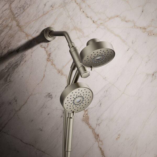 Purist 3-Spray Patterns with 2.5 GPM 5 in. Wall Mount Dual Shower Heads in Vibrant Brushed Nickel