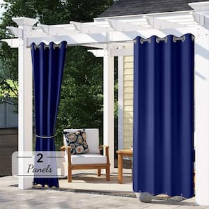 blue Novelty Thermal Grommet Blackout Curtain - 50 in. W x 84 in. L (Set of 2)