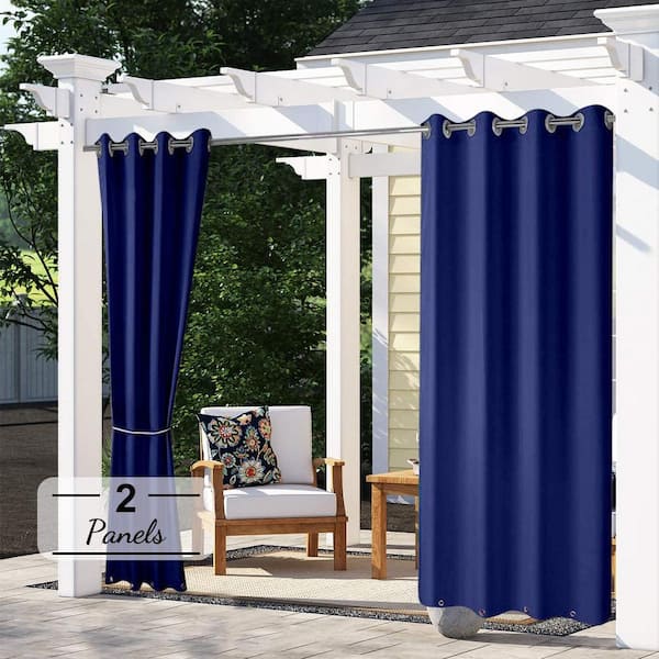 Pro Space blue Novelty Thermal Grommet Blackout Curtain - 50 in. W x 84 in. L (Set of 2)