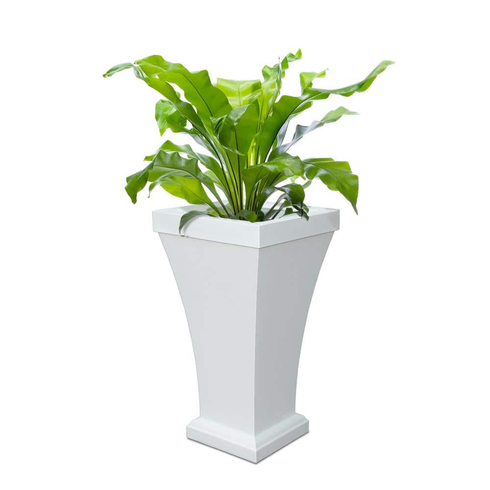Elegant Bordeaux Tall Self-Watering Planter in White Polyethylene