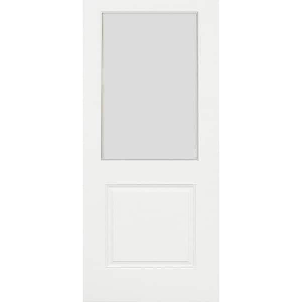 Legacy 30 in. x 80 in. Universal Handing 1/2-Lite Clear Glass Unfinished Fiberglass Front Door Slab