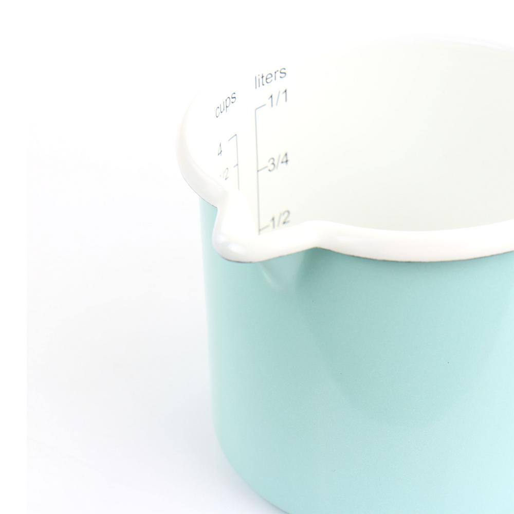 Turquoise Enamel Steel Measuring Cup with Handle and Spout