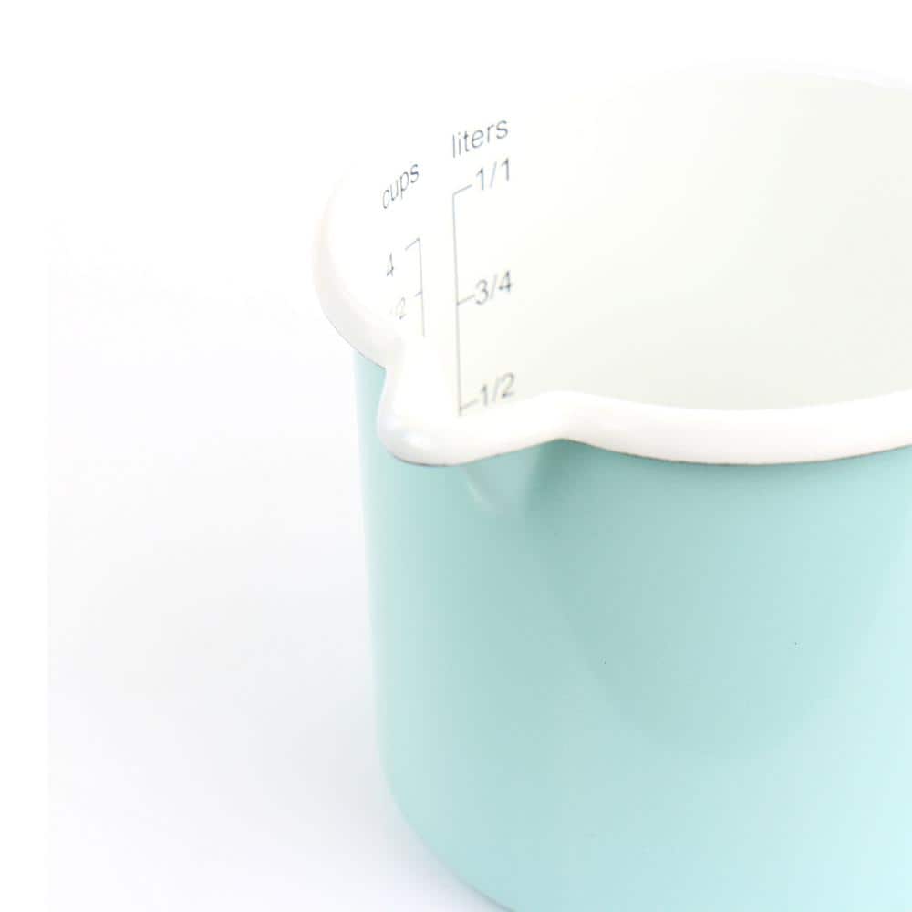 Turquoise Enamel Steel Measuring Cup with Handle and Spout