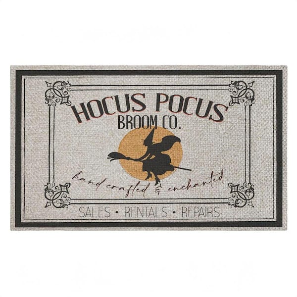 Halloween Vintage Broom Co Black 18 in. x 30 in. Polyester Non-Slip Outdoor Door Mat